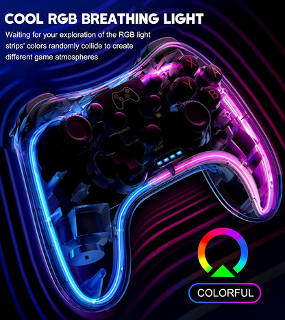 Controller with RGB Breathing LED, Switch Controllers Remote Supports Multi-Platform&App with Turbo, Wake-Up Function