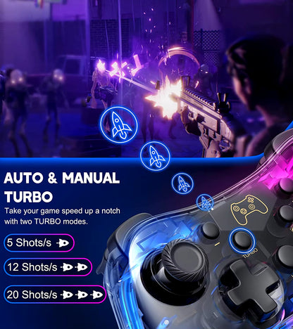 Controller with RGB Breathing LED, Switch Controllers Remote Supports Multi-Platform&App with Turbo, Wake-Up Function